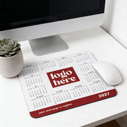 2027 Rotes Geschäft-Logo-Kalender Mousepad