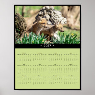 2027 Rotfuchs-Welpen Wandkalender Verspielte Anfän Poster