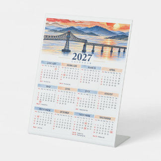 2027 Scenic Bridge Sonnenuntergangs-Berglandschaft Sockelschild