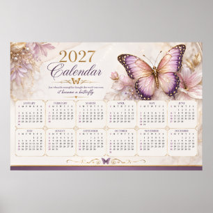 2027 Schmetterlings-Wandkalender-Poster Poster
