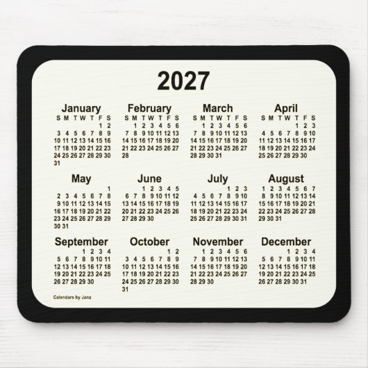 2027 Sepia zum Schwarzen Kalender von Janz Two Ton Mousepad (Vorne)
