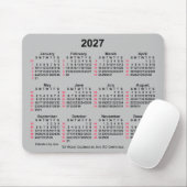 2027 Silver 52 Weeks ISO Calendar by Janz Mousepad (Mit Mouse)