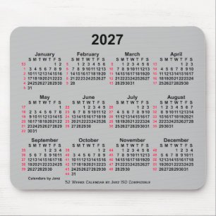 2027 Silver 52 Weeks ISO Calendar by Janz Mousepad