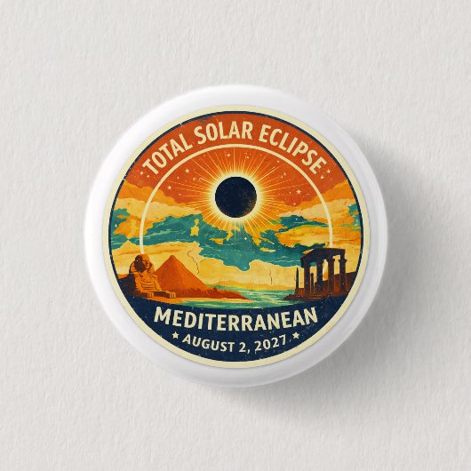 2027 Sonnenfinsternis über dem Mittelmeer Button (Vorderseite)