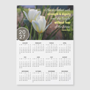 2027 Sprüche 31:25 Tulpen Magnetischer Kalender Magnetkarte