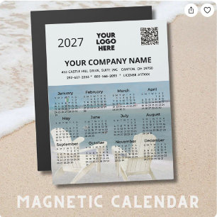 *2027 Strand Magnet Kalender Geschäft Logo QR Code