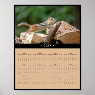 2027 Streifenhörnchen-Wandkalender - Kleiner Waldb Poster
