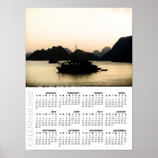 2027 Sunset Calendar, Halong Bay, Vietnam Poster