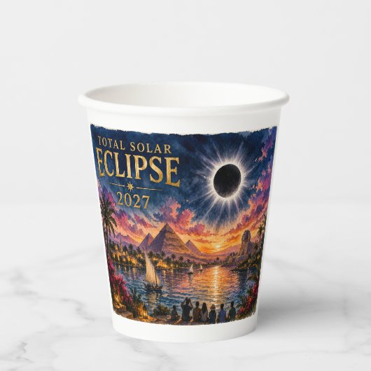 2027 Totale Sonnenfinsternis Ägypten Pappbecher (Vorderseite)