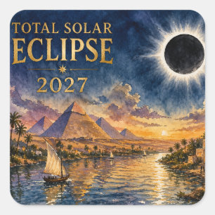 2027 Totale Sonnenfinsternis Ägypten Quadratischer Aufkleber
