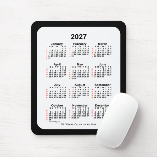 2027 Two Tone Black 52 Week Calendar von Janz Mousepad (Mit Mouse)