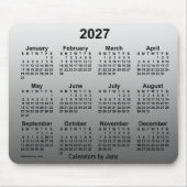 2027 Verblasster weißer Kalender von Janz Mouse Pa Mousepad (Vorne)