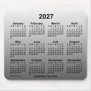 2027 Verblasster weißer Kalender von Janz Mouse Pa Mousepad