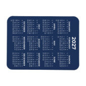 2027 Volljahreskalender Basic Mini Navy Blau Magnet (Horizontal)