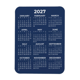 2027 Volljahreskalender Basic Mini Navy Blau Magnet
