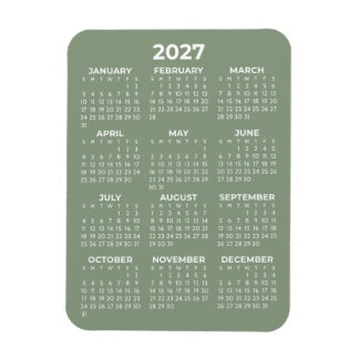 2027 Volljahreskalender Basic Mini Salbeigrün Magnet
