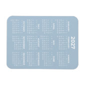 2027 Volljahreskalender Basic Minimal Mini Blau Magnet (Horizontal)