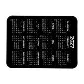 2027 Volljahreskalender Basic Minimal Mini Schwarz Magnet (Horizontal)