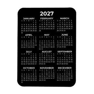 2027 Volljahreskalender Basic Minimal Mini Schwarz Magnet