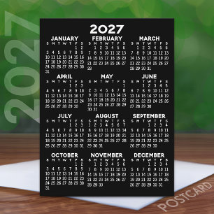 2027 Volljahreskalender - Basic Minimal Postkarte