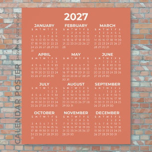 2027 Wandkalender Einfach Terrakotta Poster