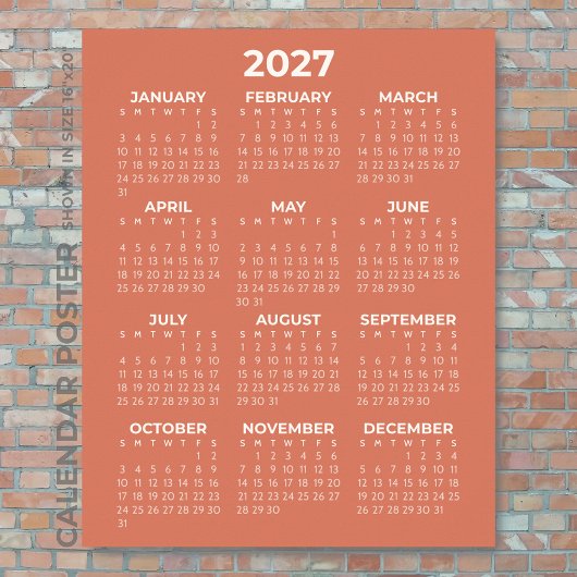 2027 Wandkalender Einfach Terrakotta Poster