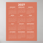 2027 Wandkalender Einfach Terrakotta Poster (Vorne)