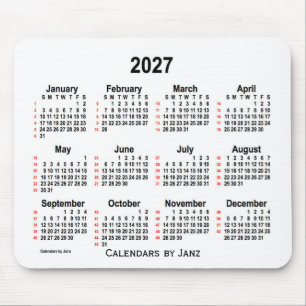2027 Weißer 52-Wochen-Kalender von Janz Mousepad