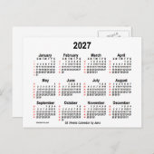 2027 Weißer 52-Wochen-Kalender von Janz Postkarte (Vorne/Hinten)