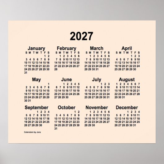 2027 Weißer Kalender der Antike von Janz Print Poster (Vorne)
