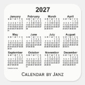 2027 Weißkalender von Janz Square Sticker (Vorderseite)