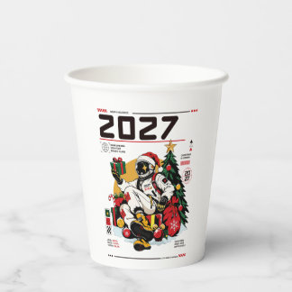 2027 Weltraum-Weihnachts-Astronaut Pappbecher