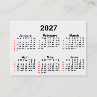 2027 White 52 Week Calendar by Janz Business Cards Visitenkarte