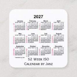 2027 White 52 Week ISO Calendar by Janz Quadratische Visitenkarte