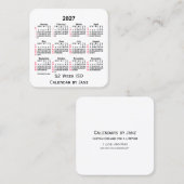 2027 White 52 Week ISO Calendar by Janz Quadratische Visitenkarte (Vorne/Hinten)