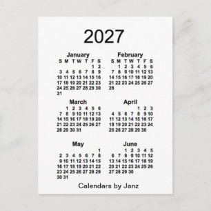 2027 White 6 Month Mini Kalender von Janz Postkarte