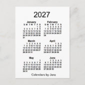 2027 White 6 Month Mini Kalender von Janz Postkarte (Vorderseite)