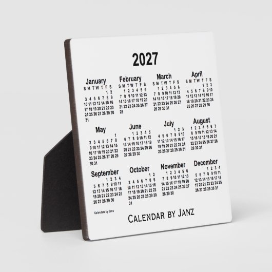 2027 White Desk Calendar von Janz Fotoplatte (Vorderseite)