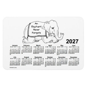 2027 White Elephant Calendar von Janz 4x6 Magnet