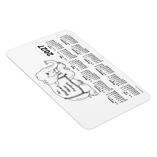 2027 White Elephant Calendar von Janz 4x6 Magnet (Rechte Seite)