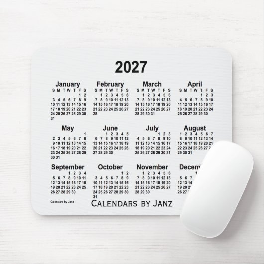 2027 White Smoke Calendar von Janz Mouse Pad Mousepad (Mit Mouse)