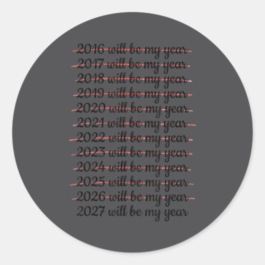 2027 Will Be My Year Procrastination New Year Reso Runder Aufkleber (Vorderseite)