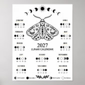 2027 Witchcraft Moth Celestial Lunar Moon Calendar Poster (Vorne)