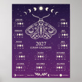 2027 Witchcraft Moth Celestial Lunar Moon Calendar Poster (Vorne)