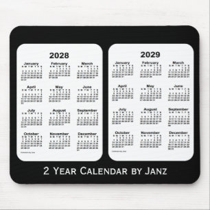2028-2029 2-jähriger Schwarzweiss-Kalender durch Mousepad