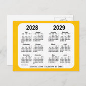 2028-2029 Gold Mini School Year Calendar by Janz Postkarte (Vorne/Hinten)
