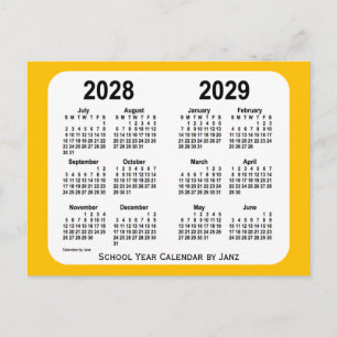 2028-2029 Gold Mini School Year Calendar by Janz Postkarte