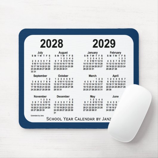 2028-2029 Police Box Blue School Calendar by Janz Mousepad (Mit Mouse)