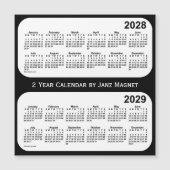 2028-2029 Schwarz-Weiß-Kalender von Janz Magnetkarte (Vorderseite)