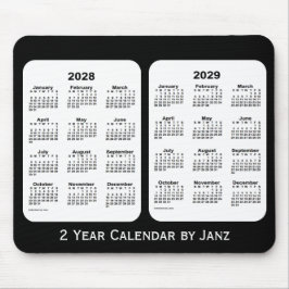 2028-2029 Schwarz-Weiß-Kalender von Janz Mousepad